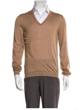 Gucci Cashmere Men’s V-Neck Sweater in Camel